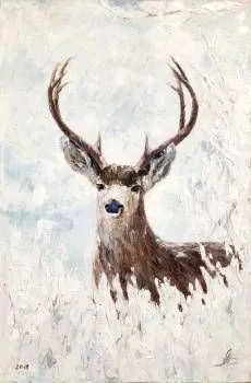 Олень в зимнем лесу